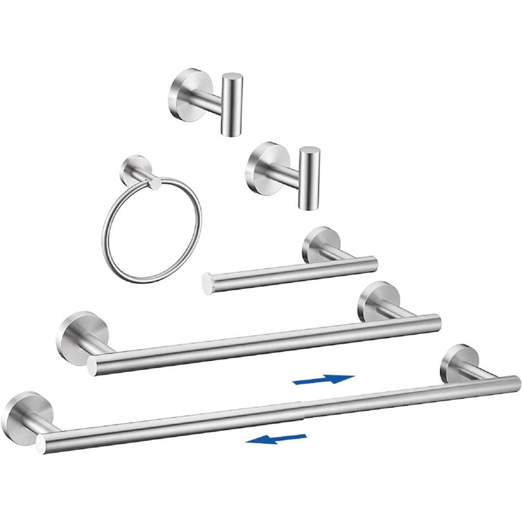 Brushed nickel bathroom discount towel bar set